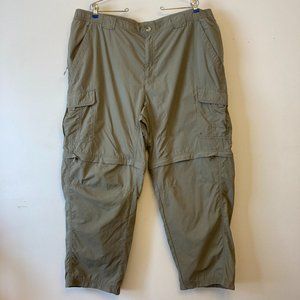 Columbia Titanium Men’s XXL 42 Hiking Pants Shorts Zip Off Green Khaki Omni-Dry